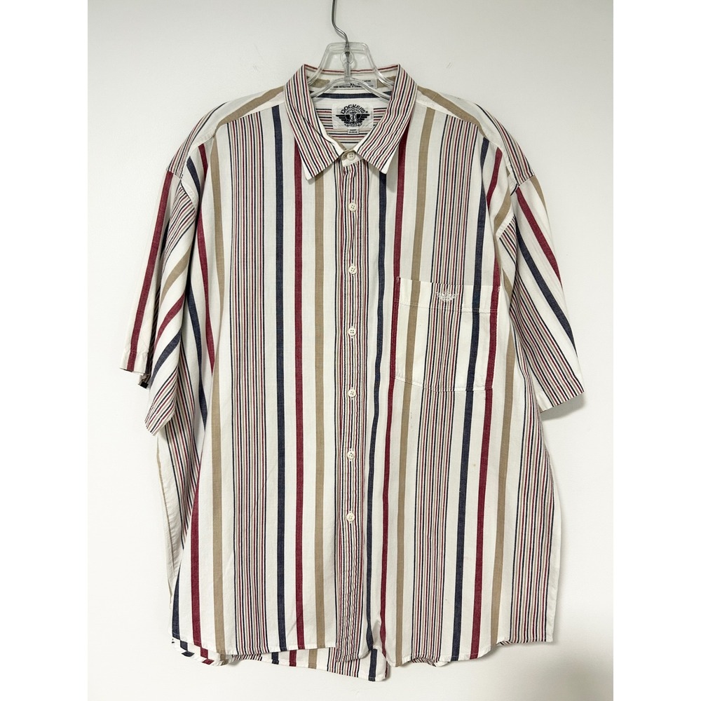 Dockers 90S by Levis XL Short Sleeve Button Down Shirt Striped Cotton Vintage
